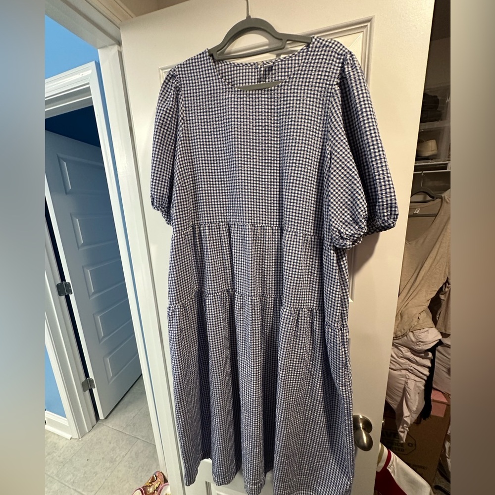 Blue and White Gingham Dress